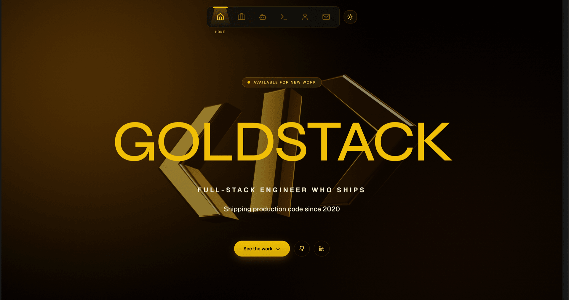 Goldstack Portfolio interface